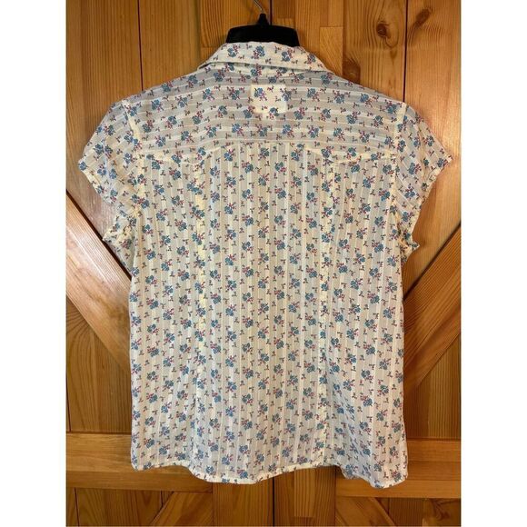 Aeropostale authentic western shirt pearl snap yellow floral size large (8037) - Picture 4 of 5